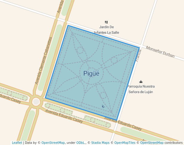 walking in Plaza San Martín map in Pigue