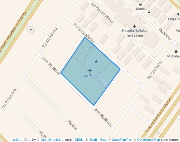 walking in Los Pinos map in San Juan de Lurigancho