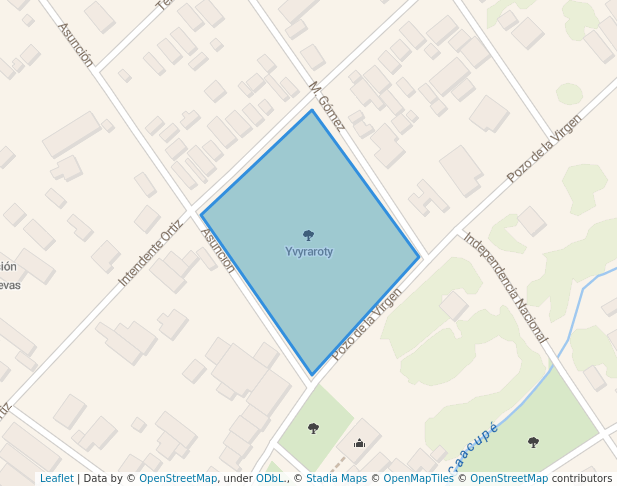 walking in Yvyraroty map in Caacupé