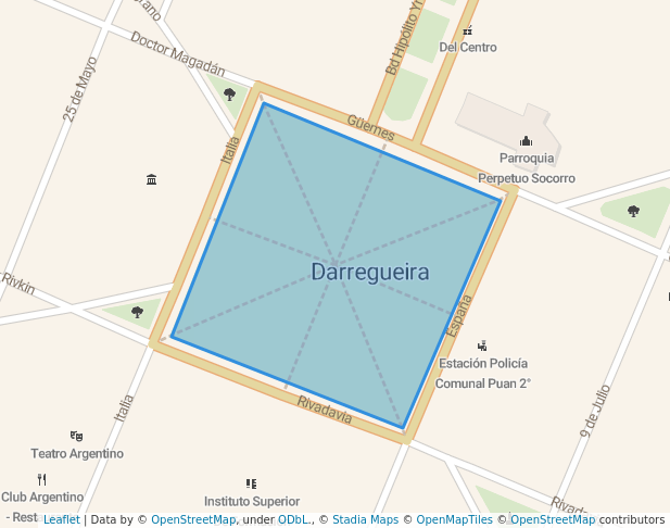 walking in Plaza Melin Alhué map in Darregueira