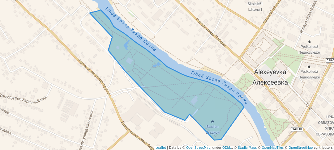 walking in Парк культуры и отдыха имени 40-летия ВЛКСМ map in Alexeyevka