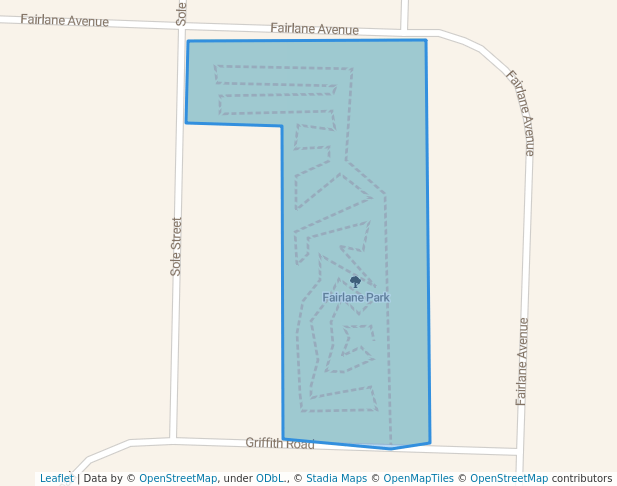 walking in Fairlane Park map in Sarnia