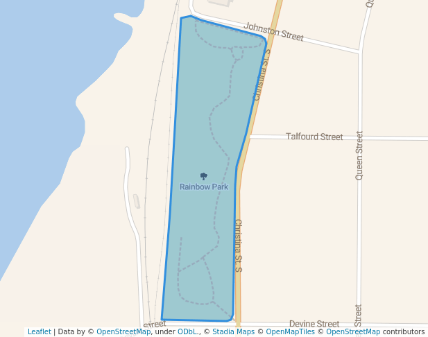 walking in Rainbow Park map in Sarnia