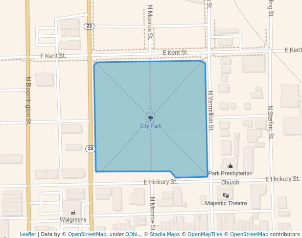 walking in City Park map in Streator