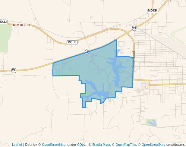 walking in Rothwell Park map in Moberly