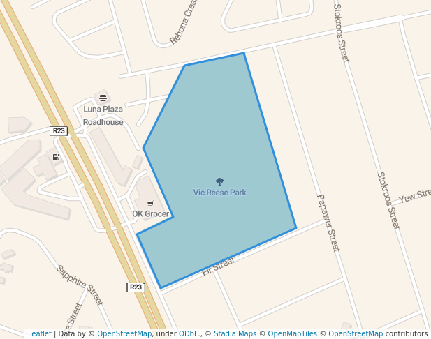 walking in Vic Reese Park map in Benoni