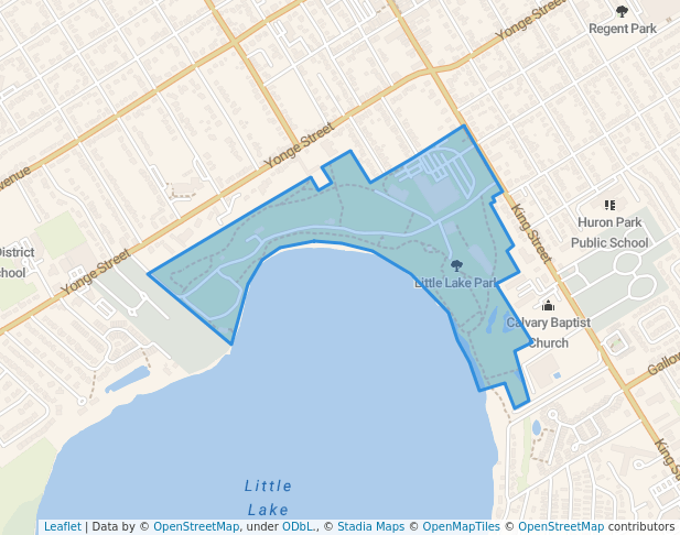 walking in Little Lake Park map in Midland