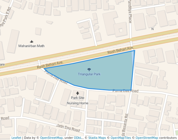 walking in Triangular Park map in Kolkata