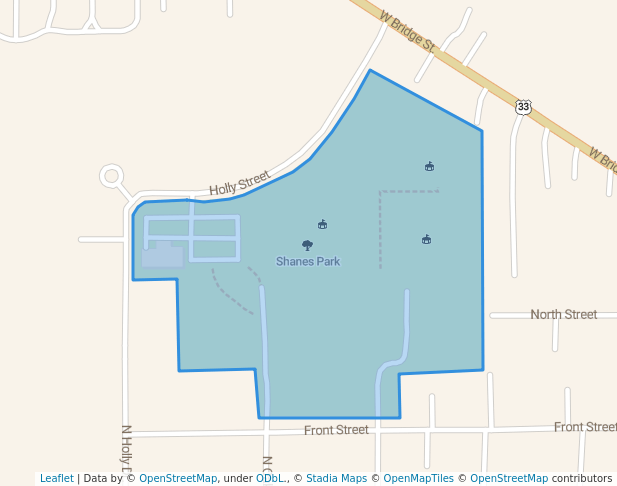 walking in Shanes Park map in Rockford