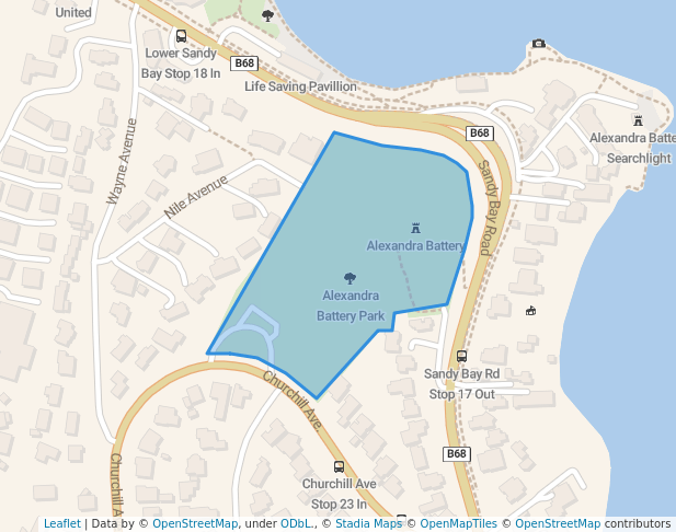 walking in Alexandra Battery Park map in Sandy Bay