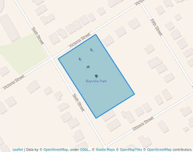 walking in Bayview Park map in Midland