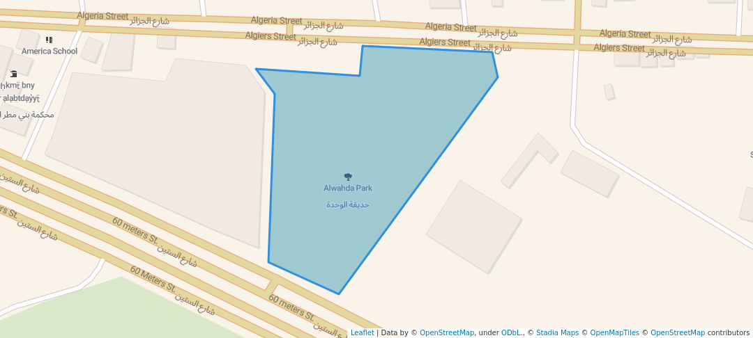 walking in Alwahda Park map in Sana'a