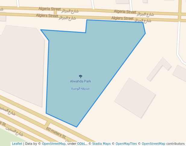 walking in Alwahda Park map in Sana'a