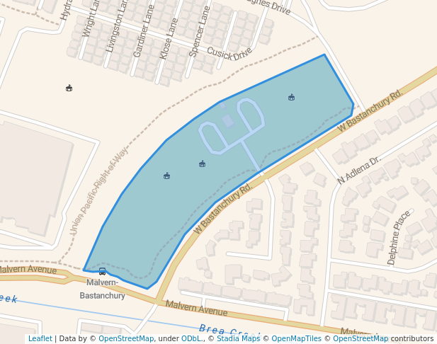 walking in Bastanchury Park map in Fullerton