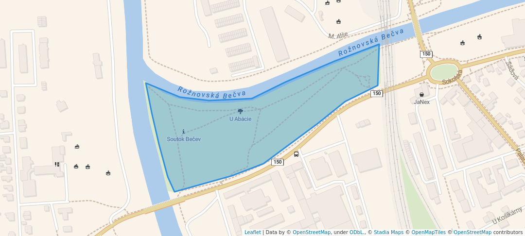 walking in U Abácie map in Valašské Meziříčí