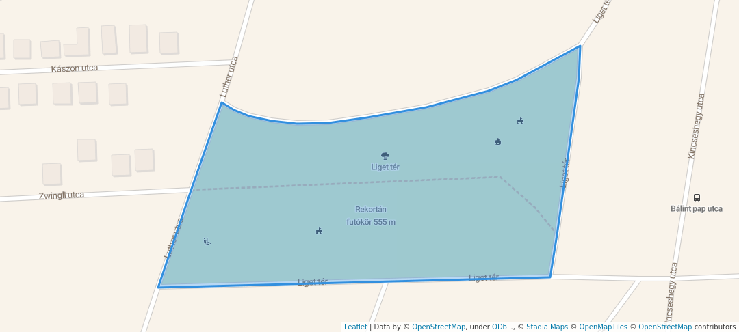 walking in Liget tér map in Debrecen