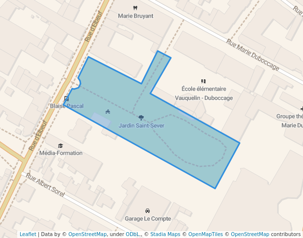 walking in Jardin Saint-Sever map in Rouen