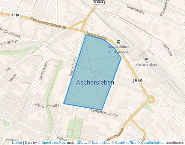 walking in Herrenbreite map in Aschersleben