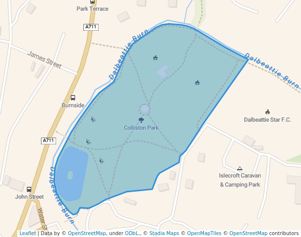 walking in Colliston Park map in Dalbeattie