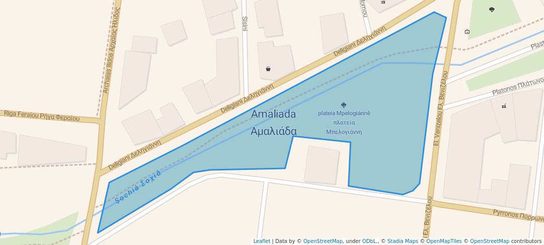 walking in πλατεία Μπελογιάννη map in Amaliada