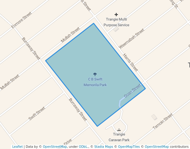 walking in C B Swift Memorila Park map in Trangie