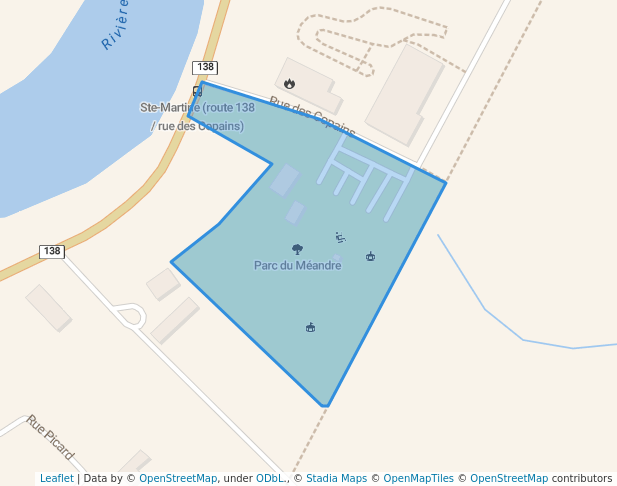 walking in Parc du Méandre map in Sainte-Martine