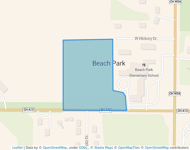 walking in Beach Park map in Beach Park