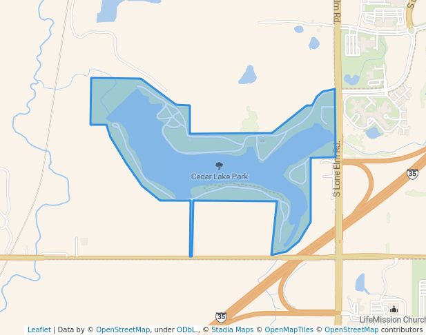 walking in Cedar Lake Park map in Olathe