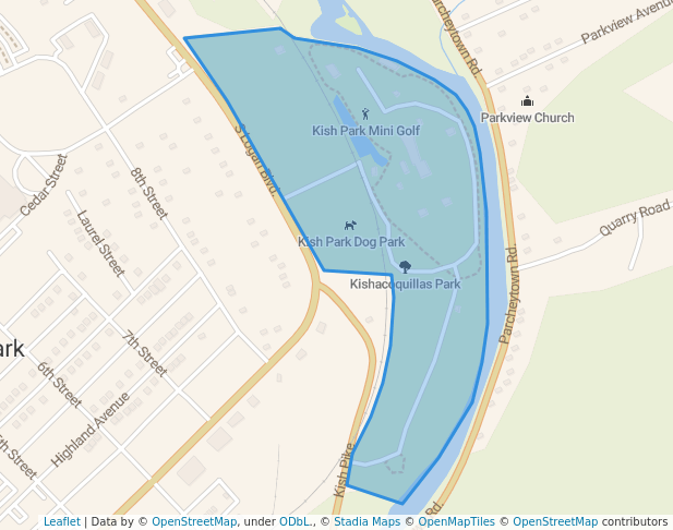walking in Kishacoquillas Park map in Lewistown