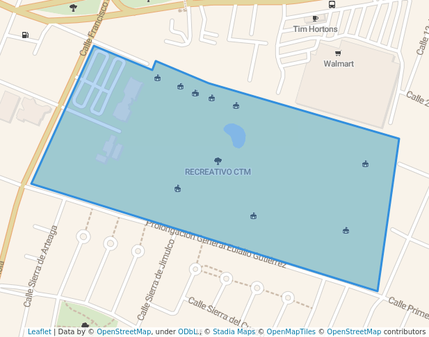 walking in RECREATIVO CTM map in Saltillo