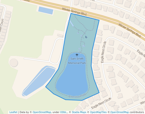 walking in Sam Smith Memorial Park map in Winter Springs