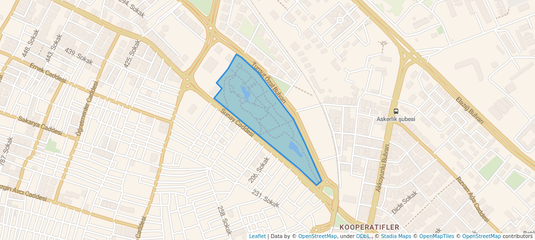 walking in Koşuyolu Parkı map in Diyarbakır