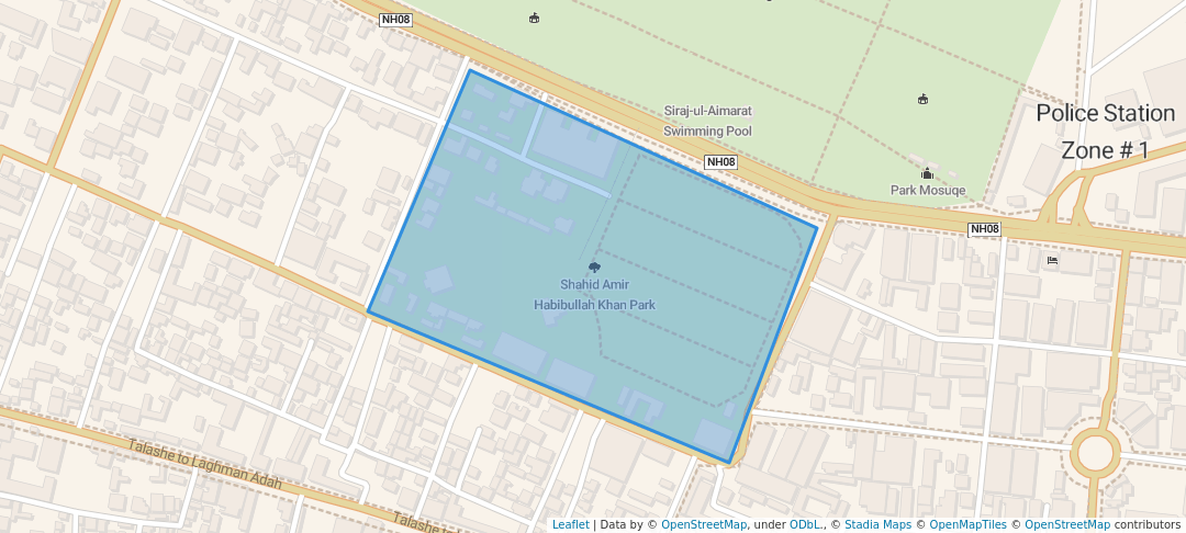 walking in Shahid Amir Habibullah Khan Park map in Jalalabad