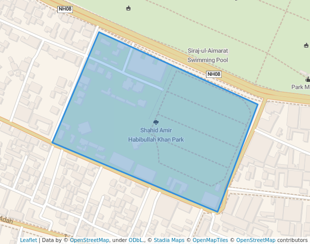walking in Shahid Amir Habibullah Khan Park map in Jalalabad
