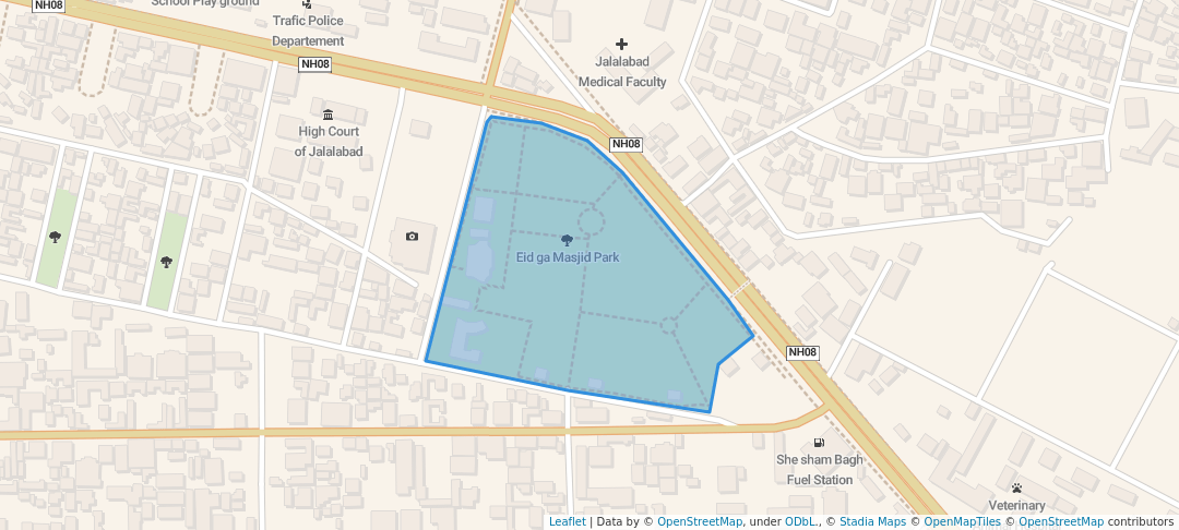 walking in Eid ga Masjid Park map in Jalalabad