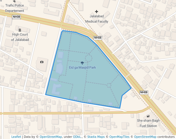 walking in Eid ga Masjid Park map in Jalalabad
