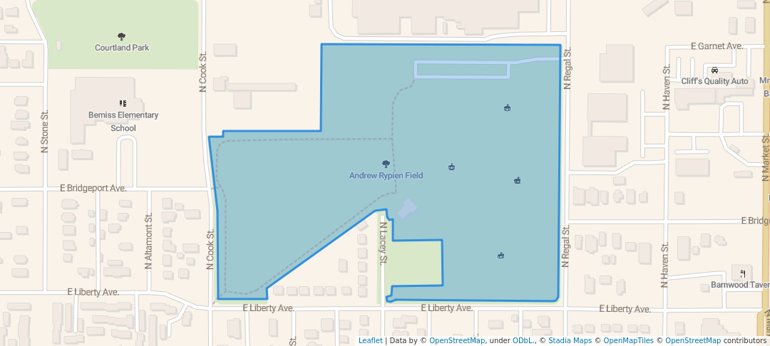 walking in Andrew Rypien Field map in Spokane