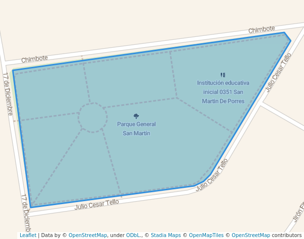 walking in Parque General San Martín map in Los Olivos