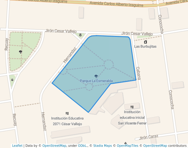 walking in Parque La Esmeralda map in Los Olivos