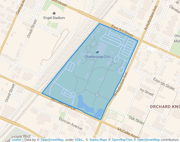 walking in Warner Park map in Chattanooga