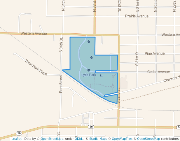 walking in Lytle Park map in Mattoon