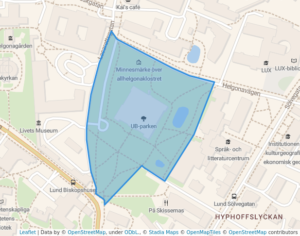 walking in UB-parken map in Lund