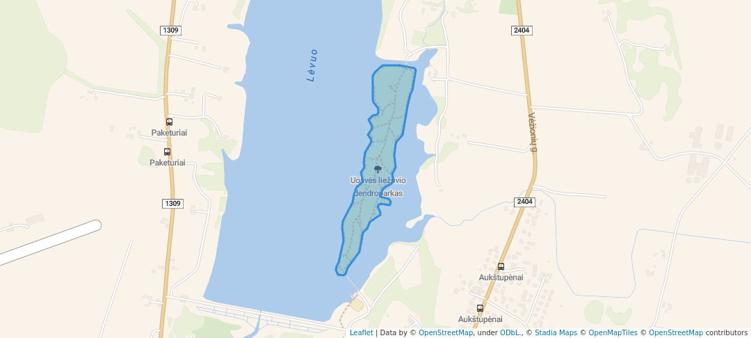 walking in Uošvės liežuvio dendroparkas map in Paketuriai