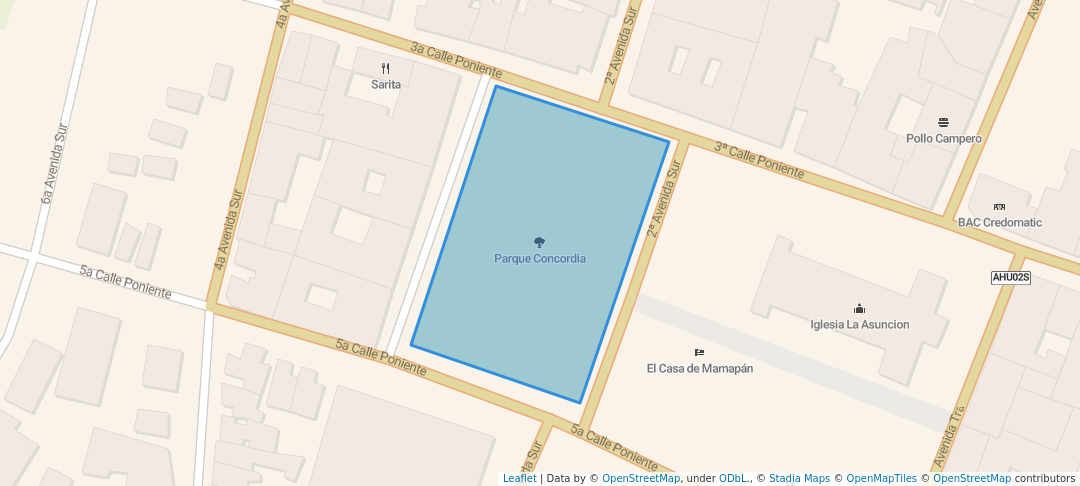 walking in Parque Concordia map in Ahuachapan