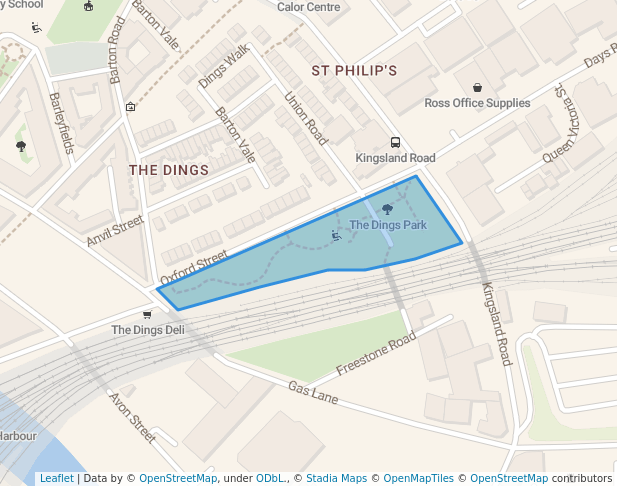 walking in The Dings Park map in Bristol