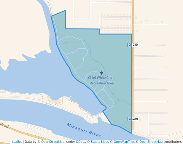 walking in Chief White Crane Recreation Area map in Yankton