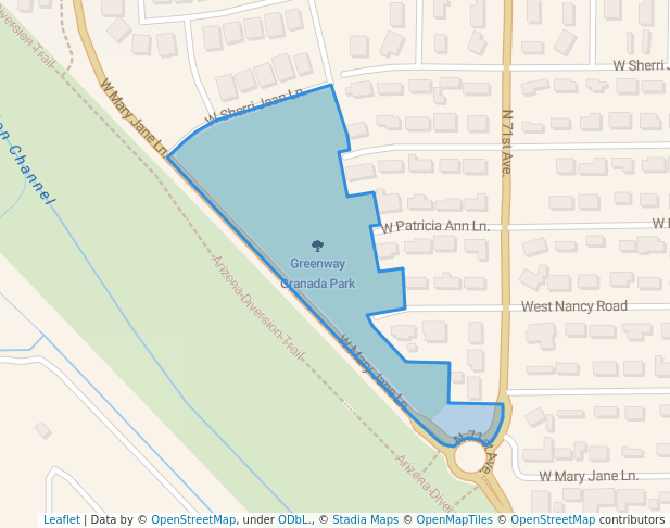 walking in Greenway Granada Park map in Peoria