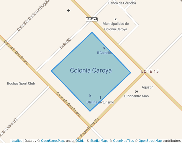walking in Plaza Nicolas Avellaneda map in Colonia Caroya