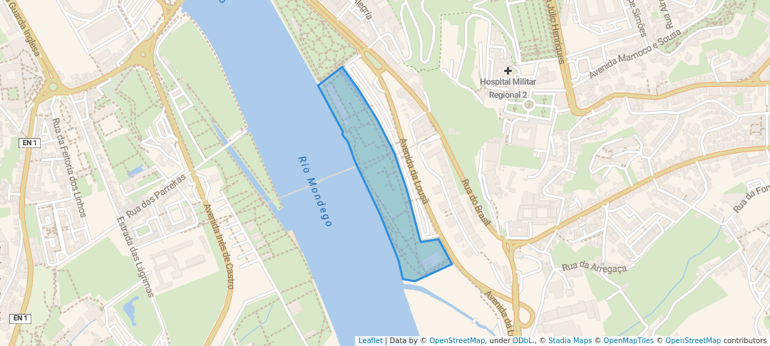 walking in Parque Verde do Mondego map in Coimbra