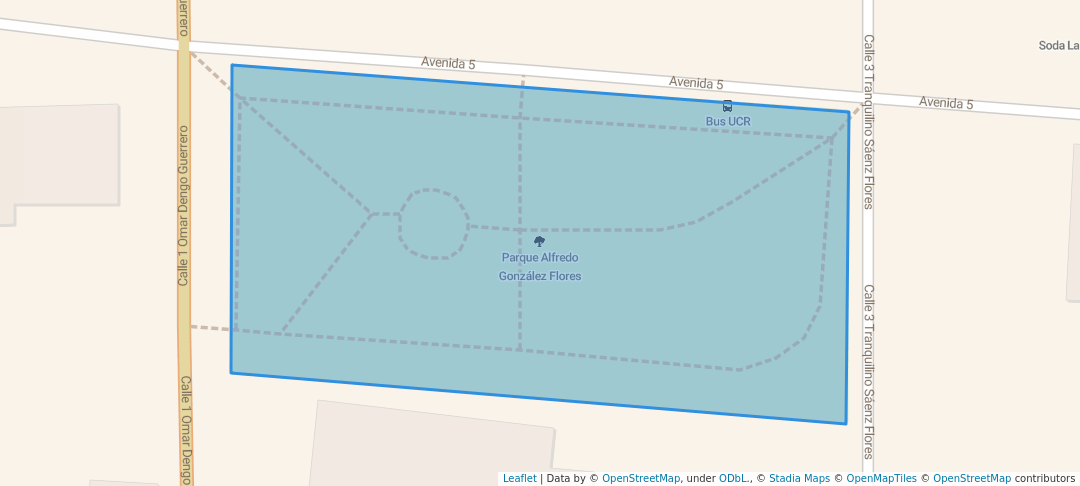 walking in Parque Alfredo González Flores map in Heredia